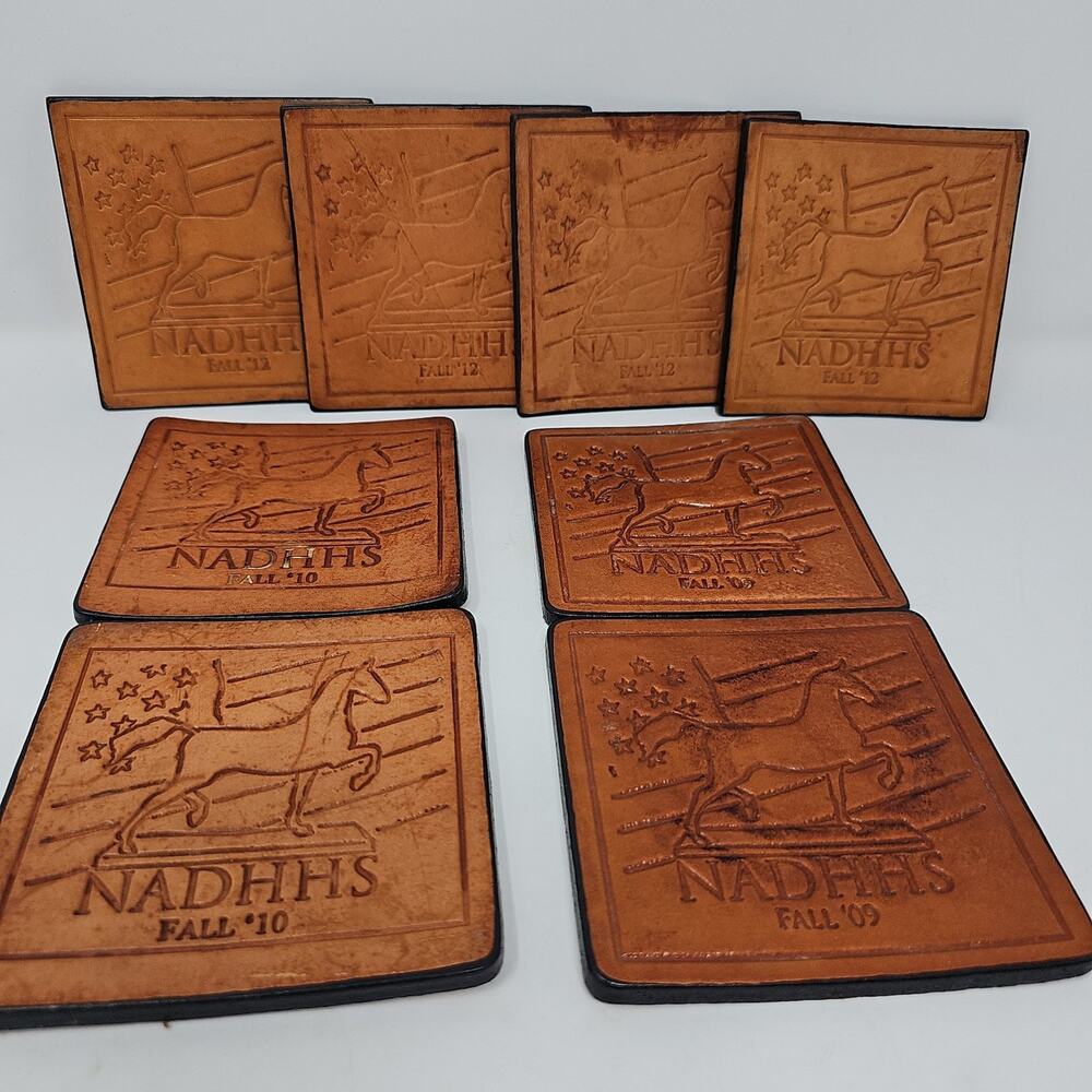 Leather Coasters Set Horse Equestrian Vintage Rustic Decor Barware Unique NADHH